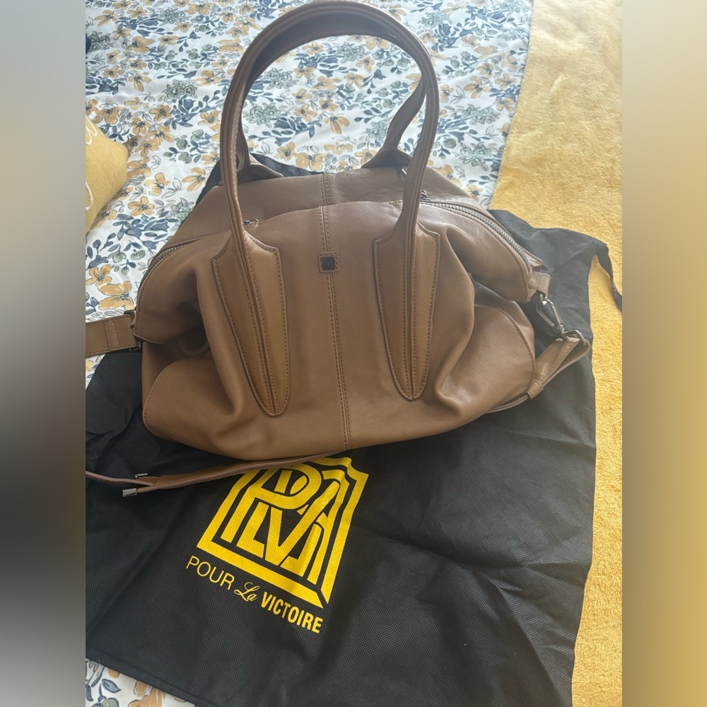 Pour La Victoire Brown Leather Tote Bag Crossbody